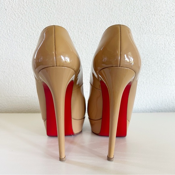 Christian Louboutin Bianca Nude Tan Patent Leather Platform Heels Size EU 41 - Picture 7 of 13